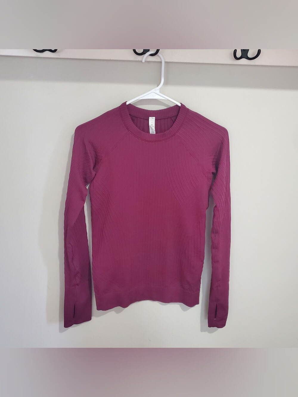 Lululemon Rest Less Pullover Ribbed Thumbholes Purple Top Women's Size 4